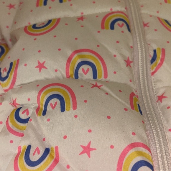 Coat NWT size 12M pink platinum brand white w/ rainbow pink inner warm lining - Picture 3 of 8